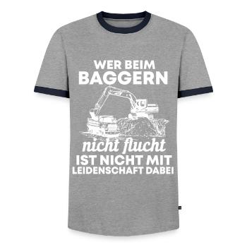 Baggerfahrer Bagger Spruch Geschenk - Männer Kontrast-T-Shirt - Grau/Navy  - Vorne - AI Model Female 172 light (172cm) & AI Model Male 178 light (178cm)