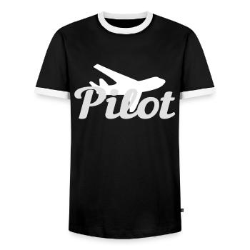 Pilotes pilotes - T-shirt contrasté Homme - noir/blanc - Devant - AI Model Female 172 light (172cm) & AI Model Male 178 light (178cm)