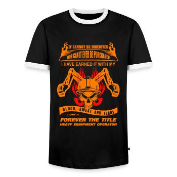 Excavator excavator driver - Men's Ringer Shirt - black/white - Front - AI Model Female 172 light (172cm) & AI Model Male 178 light (178cm)
