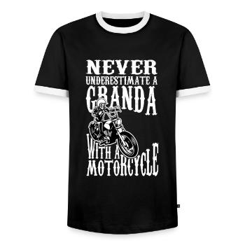 Grandpa Grandpa Biker Motorcycle Motorcyclist - Men's Ringer Shirt - black/white - Front - AI Model Female 172 light (172cm) & AI Model Male 178 light (178cm)