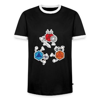 Dice game Dice game night - Men's Ringer Shirt - black/white - Front - AI Model Female 172 light (172cm) & AI Model Male 178 light (178cm)