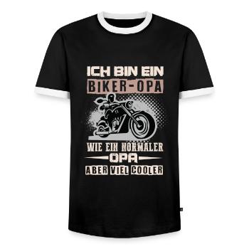 Biker Grandpa Motorcycle Motorcyclist - Men's Ringer Shirt - black/white - Front - AI Model Female 172 light (172cm) & AI Model Male 178 light (178cm)