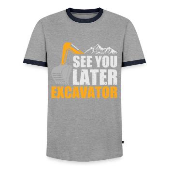 À plus tard Excavator Excavator dit - T-shirt contrasté Homme - gris/marine  - Devant - AI Model Female 172 light (172cm) & AI Model Male 178 light (178cm)
