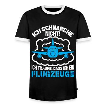 Do not snore I dream that I'm an airplane - Men's Ringer Shirt - black/white - Front - AI Model Female 172 light (172cm) & AI Model Male 178 light (178cm)