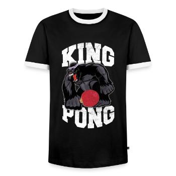King Pong Tischtennis lustiges T-Shirt - T-shirt contrasté Homme - noir/blanc - Devant - AI Model Female 172 light (172cm) & AI Model Male 178 light (178cm)