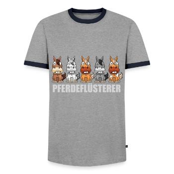 Pferdeflüsterer Pferde Reiten lustig Pferd - T-shirt contrasté Homme - gris/marine  - Devant - AI Model Female 172 light (172cm) & AI Model Male 178 light (178cm)