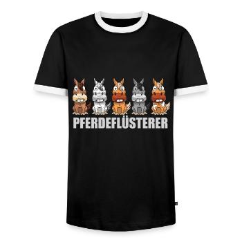 Pferdeflüsterer Pferde Reiten lustig Pferd - Männer Kontrast-T-Shirt - Schwarz/Weiß - Vorne - AI Model Female 172 light (172cm) & AI Model Male 178 light (178cm)