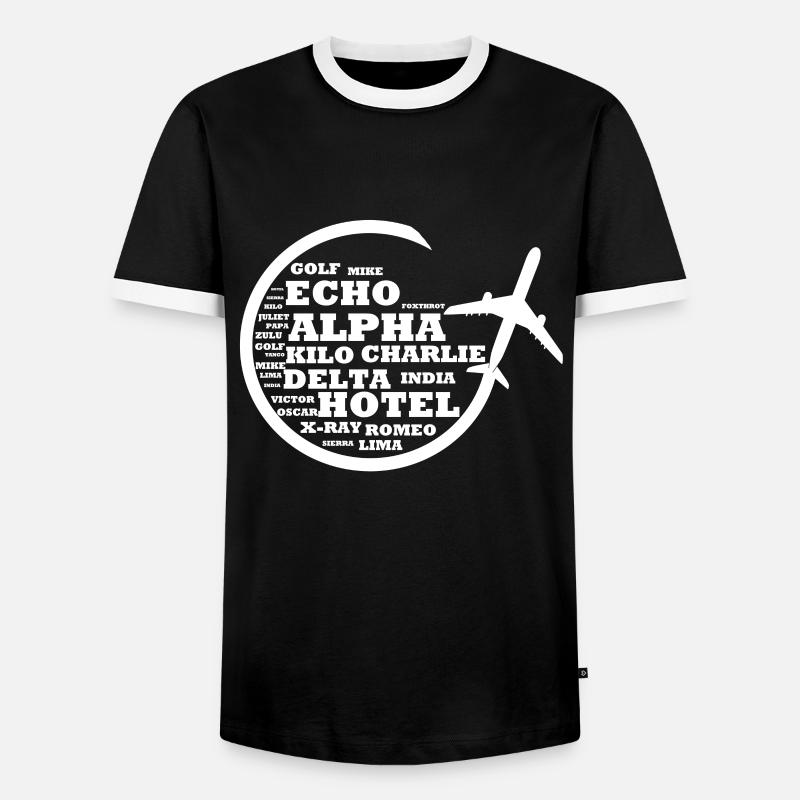 Pilot Alphabet Pilot Gift - Men's Ringer Shirt - black/white
