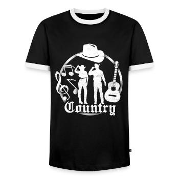 Country - Männer Kontrast-T-Shirt - Schwarz/Weiß - Vorne - AI Model Female 172 light (172cm) & AI Model Male 178 light (178cm)