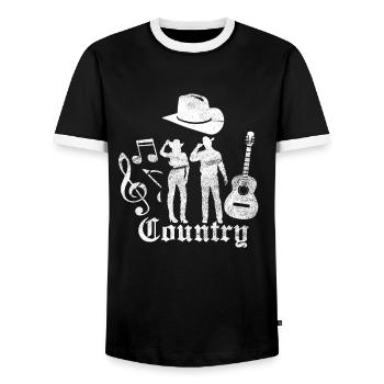 Country Musik Western T-Shirt - Männer Kontrast-T-Shirt - Schwarz/Weiß - Vorne - AI Model Female 172 light (172cm) & AI Model Male 178 light (178cm)