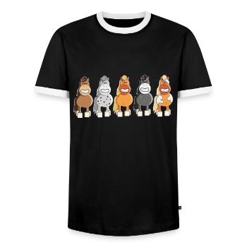 Reiten Pferde lustig Geschenk - Männer Kontrast-T-Shirt - Schwarz/Weiß - Vorne - AI Model Female 172 light (172cm) & AI Model Male 178 light (178cm)