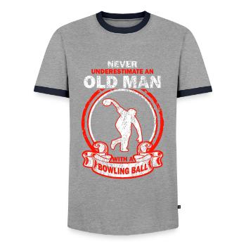 Bowling Bowling Vieil homme disant - T-shirt contrasté Homme - gris/marine  - Devant - AI Model Female 172 light (172cm) & AI Model Male 178 light (178cm)