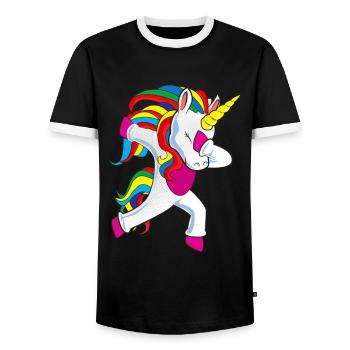 Unicorn Dab Horse Unicorns Gift - Men's Ringer Shirt - black/white - Front - AI Model Female 172 light (172cm) & AI Model Male 178 light (178cm)