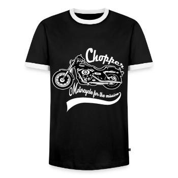 Chopper motorcycle - Men's Ringer Shirt - black/white - Front - AI Model Female 172 light (172cm) & AI Model Male 178 light (178cm)