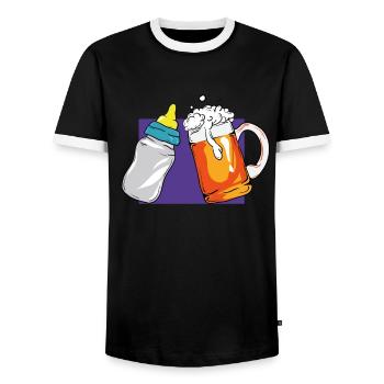 Werdender Vater Schwangerschaft Bier Babyflasche - Männer Kontrast-T-Shirt - Schwarz/Weiß - Vorne - AI Model Female 172 light (172cm) & AI Model Male 178 light (178cm)