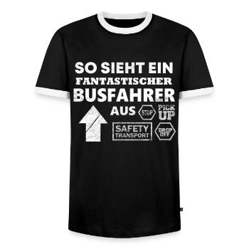 Bus driver funny saying - Men's Ringer Shirt - black/white - Front - AI Model Female 172 light (172cm) & AI Model Male 178 light (178cm)