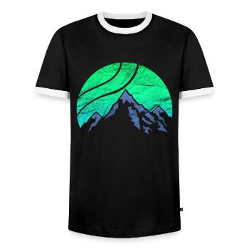 Wandern Berge vintage Shirt - Männer Kontrast-T-Shirt - Schwarz/Weiß - Vorne - AI Model Female 172 light (172cm) & AI Model Male 178 light (178cm)