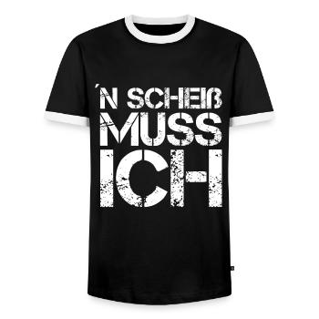 N Scheiß muss ich - Cooler Spruch - Männer Kontrast-T-Shirt - Schwarz/Weiß - Vorne - AI Model Female 172 light (172cm) & AI Model Male 178 light (178cm)