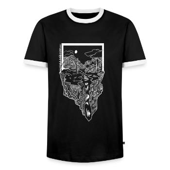 mountains camping camping hiking gift - Men's Ringer Shirt - black/white - Front - AI Model Female 172 light (172cm) & AI Model Male 178 light (178cm)
