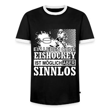 Hockey sur glace - T-shirt contrasté Homme - noir/blanc - Devant - AI Model Female 172 light (172cm) & AI Model Male 178 light (178cm)