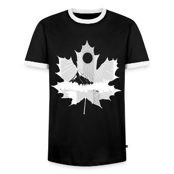 Hiking mountains Canada Canada maple leaf - Men's Ringer Shirt - black/white - Front - AI Model Female 172 light (172cm) & AI Model Male 178 light (178cm)