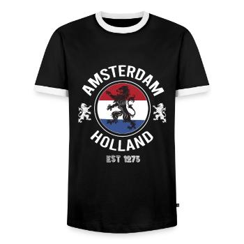 Amsterdam Holland - Men's Ringer Shirt - black/white - Front - AI Model Female 172 light (172cm) & AI Model Male 178 light (178cm)