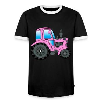 Tractor Trekker tractor driver - Men's Ringer Shirt - black/white - Front - AI Model Female 172 light (172cm) & AI Model Male 178 light (178cm)