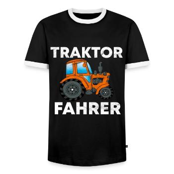 TRACTORS TRACTOR - Men's Ringer Shirt - black/white - Front - AI Model Female 172 light (172cm) & AI Model Male 178 light (178cm)
