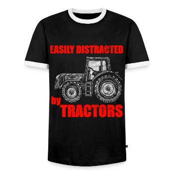 Tractors Tractor Saying - Men's Ringer Shirt - black/white - Front - AI Model Female 172 light (172cm) & AI Model Male 178 light (178cm)