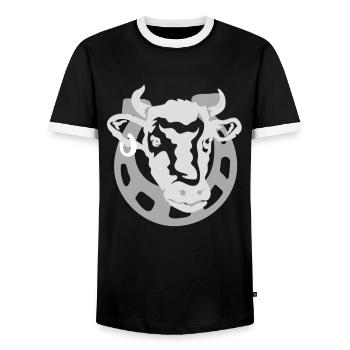 Vache t shirt - T-shirt contrasté Homme - noir/blanc - Devant - AI Model Female 172 light (172cm) & AI Model Male 178 light (178cm)