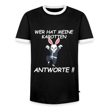 Böser Hase Karate Kung Fu Kampfsport Damen Herren - Männer Kontrast-T-Shirt - Schwarz/Weiß - Vorne - AI Model Female 172 light (172cm) & AI Model Male 178 light (178cm)