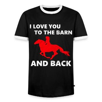 Reiten Pferde reiten Reiter Pferd - Männer Kontrast-T-Shirt - Schwarz/Weiß - Vorne - AI Model Female 172 light (172cm) & AI Model Male 178 light (178cm)