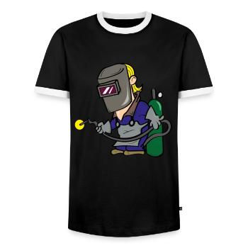 Welder welder welder t shirt gift - Men's Ringer Shirt - black/white - Front - AI Model Female 172 light (172cm) & AI Model Male 178 light (178cm)
