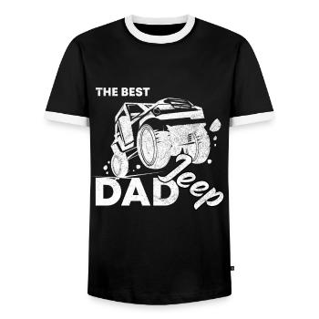 Father jeep - Men's Ringer Shirt - black/white - Front - AI Model Female 172 light (172cm) & AI Model Male 178 light (178cm)