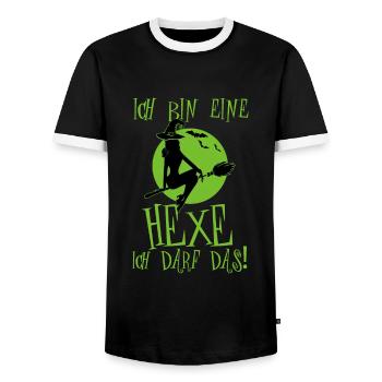 Ich bin eine Hexe ich darf das - Männer Kontrast-T-Shirt - Schwarz/Weiß - Vorne - AI Model Female 172 light (172cm) & AI Model Male 178 light (178cm)