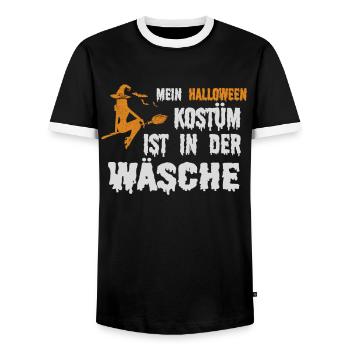 Mein Halloween Kostüm ist in der Wäsche - Männer Kontrast-T-Shirt - Schwarz/Weiß - Vorne - AI Model Female 172 light (172cm) & AI Model Male 178 light (178cm)