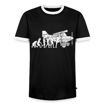 Avion pilote - T-shirt contrasté Homme - noir/blanc - Devant - AI Model Female 172 light (172cm) & AI Model Male 178 light (178cm)