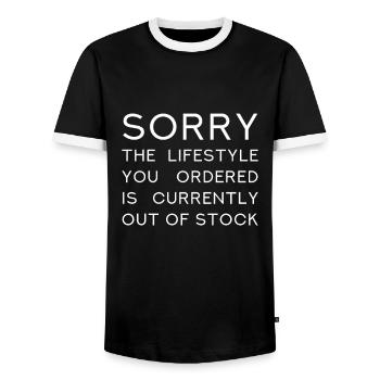 THE LIFESTYLE YOU ORDERED IS OUT OF STOCK - Men's Ringer Shirt - black/white - Front - AI Model Female 172 light (172cm) & AI Model Male 178 light (178cm)