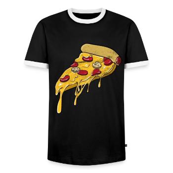 pizza - T-shirt contrasté Homme - noir/blanc - Devant - AI Model Female 172 light (172cm) & AI Model Male 178 light (178cm)