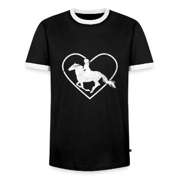 Les chevaux aiment - T-shirt contrasté Homme - noir/blanc - Devant - AI Model Female 172 light (172cm) & AI Model Male 178 light (178cm)