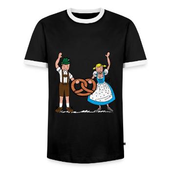 pretzel - Men's Ringer Shirt - black/white - Front - AI Model Female 172 light (172cm) & AI Model Male 178 light (178cm)
