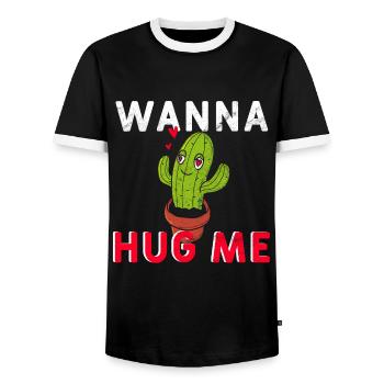 Kaktus wanna hug me - Männer Kontrast-T-Shirt - Schwarz/Weiß - Vorne - AI Model Female 172 light (172cm) & AI Model Male 178 light (178cm)