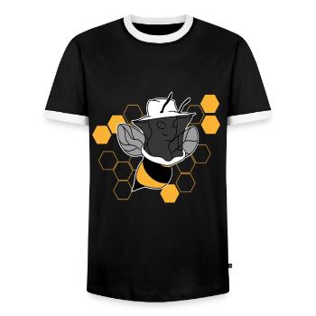 Apiculteur - T-shirt contrasté Homme - noir/blanc - Devant - AI Model Female 172 light (172cm) & AI Model Male 178 light (178cm)