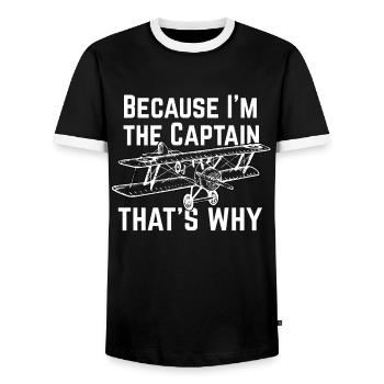 Pilot plane gift - Men's Ringer Shirt - black/white - Front - AI Model Female 172 light (172cm) & AI Model Male 178 light (178cm)