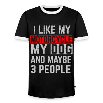 Motorcyclist Dogs Dog Saying - Men's Ringer Shirt - black/white - Front - AI Model Female 172 light (172cm) & AI Model Male 178 light (178cm)