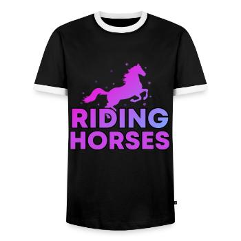 Équitation - T-shirt contrasté Homme - noir/blanc - Devant - AI Model Female 172 light (172cm) & AI Model Male 178 light (178cm)