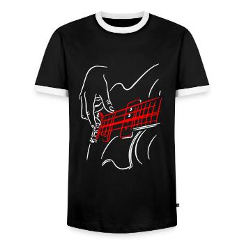 Guitar gift guitarist guitars - Men's Ringer Shirt - black/white - Front - AI Model Female 172 light (172cm) & AI Model Male 178 light (178cm)