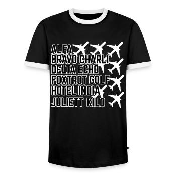 Pilot pilot alphabet - Men's Ringer Shirt - black/white - Front - AI Model Female 172 light (172cm) & AI Model Male 178 light (178cm)