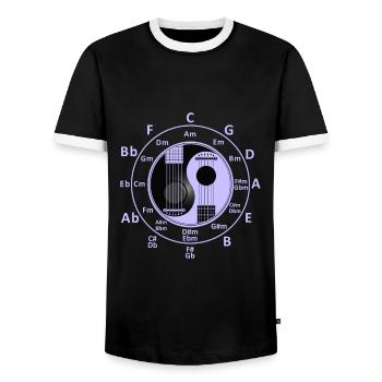 Guitar Quintenzirkel Chords - Men's Ringer Shirt - black/white - Front - AI Model Female 172 light (172cm) & AI Model Male 178 light (178cm)