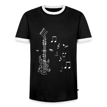 Guitar gift - Men's Ringer Shirt - black/white - Front - AI Model Female 172 light (172cm) & AI Model Male 178 light (178cm)